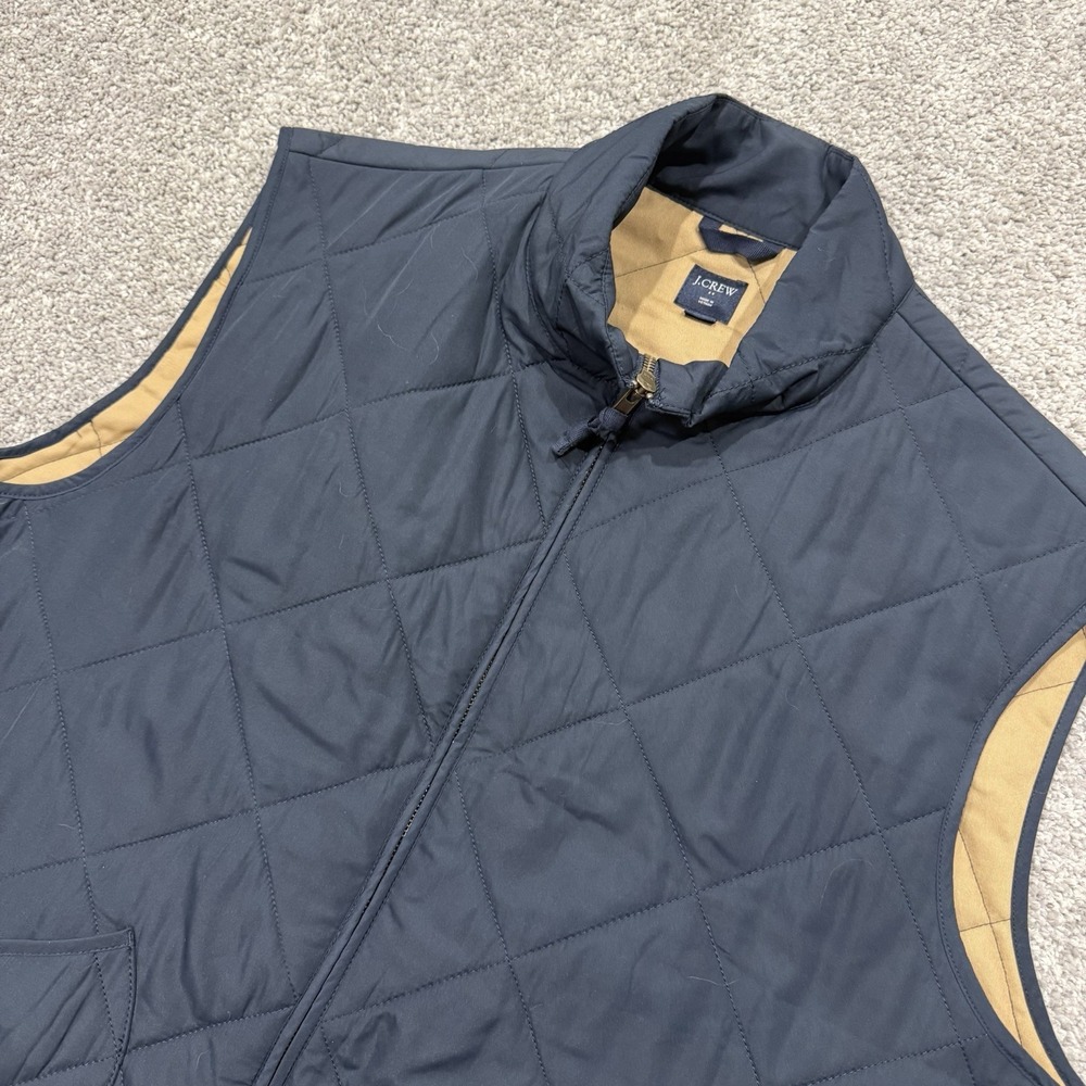J Crew Vest Mens XL Navy Quilted Zip Front Authentic Outerwear Casual Preppy